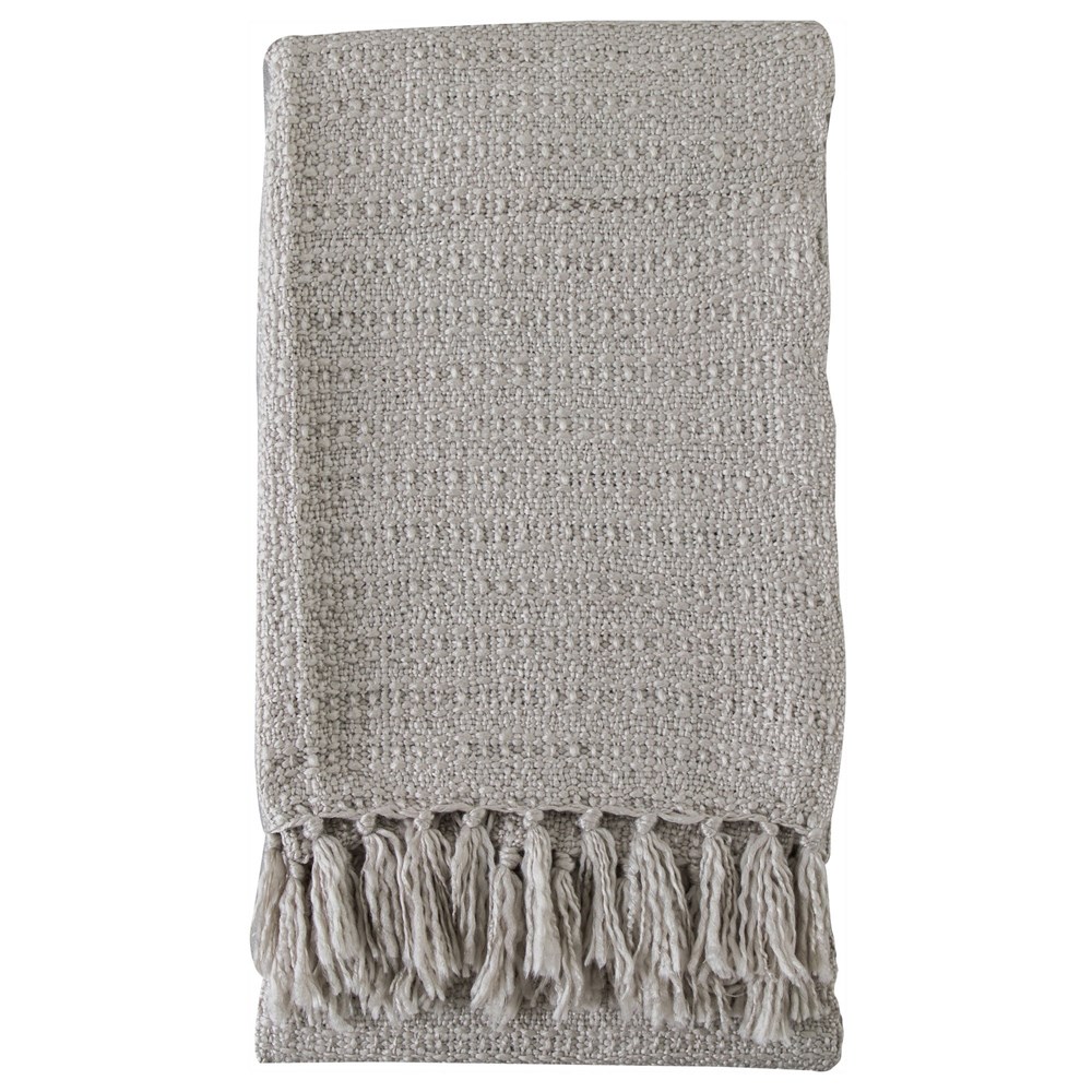 Bryn Knit Textured Throw in Neutral Grey